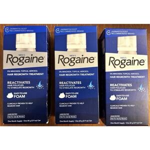 Rogaine Men's 5% Minoxidil Hair Regrowth Foam 1 Month Supply 2.11oz 3 Pack